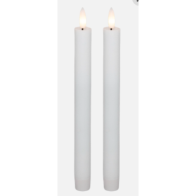 CONZEPT Stagelys m/3D flamme i hvid 2 stk - 22 cm -