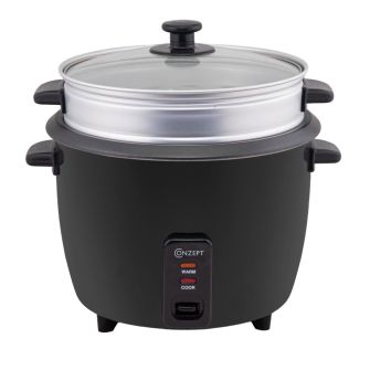 CONZEPT Riskoger med steamer 1000 watt 2,8 liter - sort - KØKKENMASKINER