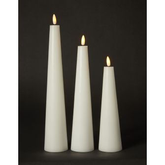 CONZEPT Keglelys med 3D flamme i hvid - 3 stk. - DEKORATION