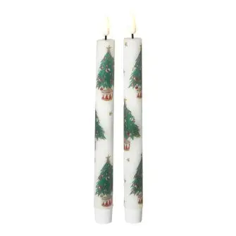 DACORE Stagelys m/3D flamme juletræ 22 cm - 2 stk - LED LYS