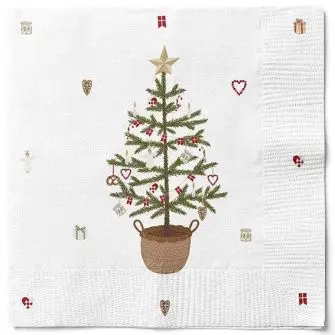 DET GAMLE APOTEK Mundserviet  juletræ i potte - 20 stk. - GAVEARTIKLER