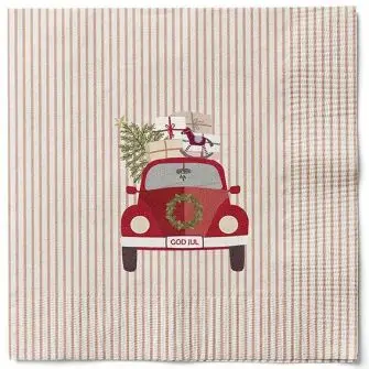 DET GAMLE APOTEK Mundserviet rød bil - 20 stk - GAVEARTIKLER