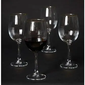 DACORE Rødvinsglas med riller og guldkant 45 cl - 4 stk - GLAS