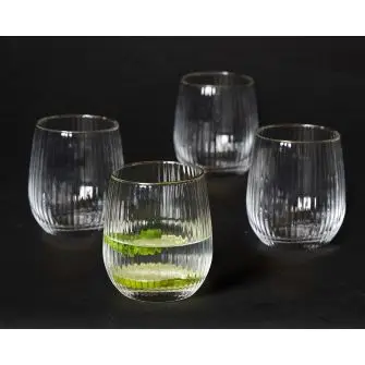 DACORE Vandglas med riller og guldkant 35 cl - 4 stk - GLAS