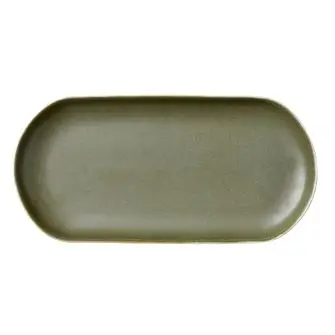 STUDIO ROUND North serveringsfad 38 x 19 cm - hvid/grøn - SERVERINGSFADE