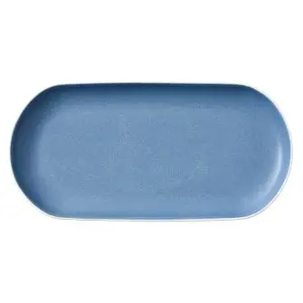 STUDIO ROUND North serveringsfad 38 x 19 cm - mat hvid/mat blå - SERVERINGSFADE