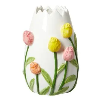 DACORE Vase hvid med tulipaner - 17 cm - VASER