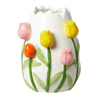 DACORE Vase hvid med tulipaner - 13 cm - VASER