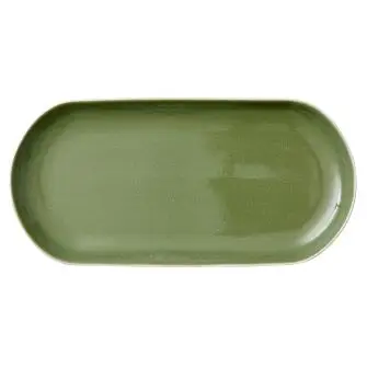 STUDIO ROUND North serveringsfad 38 x 19 cm - mat hvid/blank grøn - SERVERINGSFADE