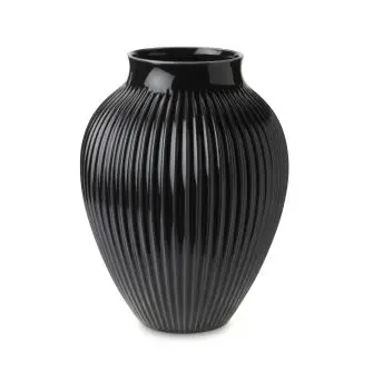 KNABSTRUP Vase 27 cm m/riller - sort - KNABSTRUP KERAMIK