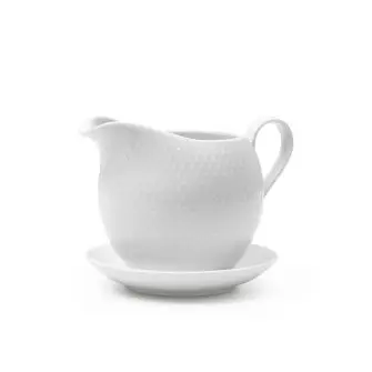 LYNGBY Rhombe saucekande 67 cl hvid - LYNGBY PORCELÆNSFABRIK
