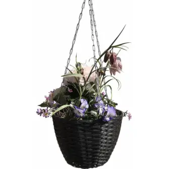 DACORE Hængeampel i sort rattan 25x18 cm - HAVEARTIKLER