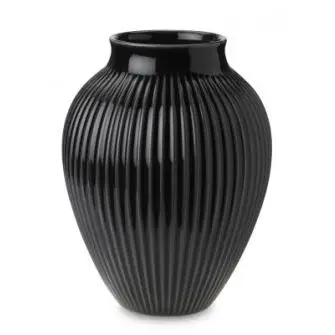 KNABSTRUP Vase m/riller 35 cm - sort - KNABSTRUP KERAMIK
