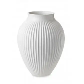 KNABSTRUP Vase m/riller 35 cm - hvid - KNABSTRUP KERAMIK