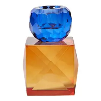 DACORE Krystalstage 10 cm firkantet m/1 kugle - brun/blå - LYSESTAGER