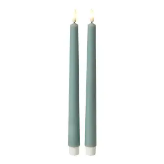 DACORE Stagelys med 3D flamme i sea - 28 cm - 2 stk. - LYS & LYSKÆDER