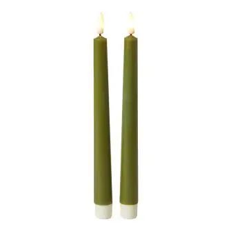 DACORE Stagelys med 3D flamme i oliven - 24 cm - 2 stk. - LYS & LYSKÆDER