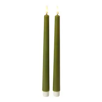 DACORE Stagelys med 3D flamme i oliven - 28 cm - 2 stk. - LYS & LYSKÆDER