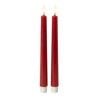 DACORE Stagelys med 3D flamme i rød - 24 cm - 2 stk. - LYS & LYSKÆDER