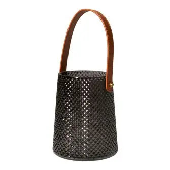 DACORE Hurricane i glas m/læder hank - grå - LYSESTAGER