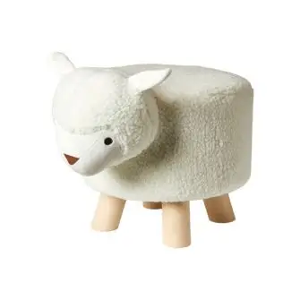 DACORE Skammel m/træben - hvidt lam - BOLIG & FRITID