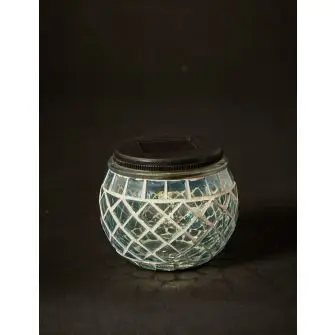 DACORE Solar bordlampe i glas mosaik - blå - BOLIG & FRITID