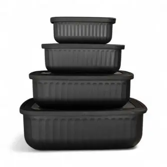 CONZEPT Opbevaringsbokse rektangulær 8 dele - lav sort - ØVRIG MADOPBEVARING