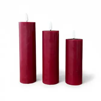 DACORE Bloklyssæt m/3D flamme Ø5 cm incl. fjernbetjening 3 stk - rød - LED LYS