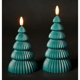 DACORE juletræ bloklys m/3D flamme incl. fjernbetjening 2 stk - grøn - LED LYS