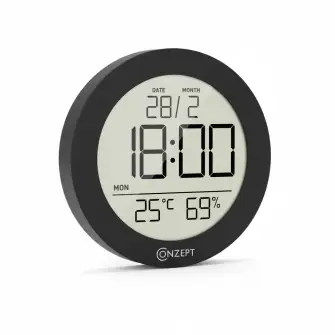 CONZEPT Termometer og hygrometer rundt - sort - EL-ARTIKLER