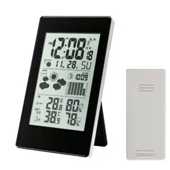 CONZEPT Vejrstation med termometer, alarm & kalender- sort - MÅNEDSTILBUD