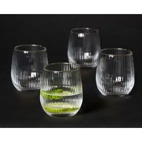 DACORE Vandglas med riller og guldkant 35 cl - 4 stk - 