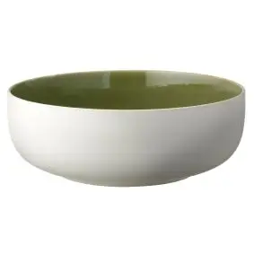 STUDIO ROUND North salatskål 25 cm - mat hvid/blank grøn -