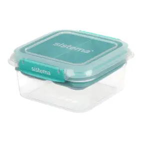 SISTEMA Madkasse square stax to go 1,15  liter - klar / minty teal - 
