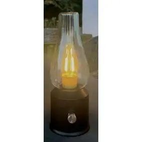 VELI LINE Genopladelig retro bordlampe - sort - 