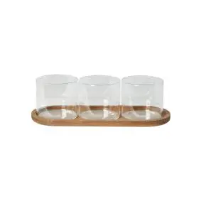 DACORE Fad med skåle 4 dele - glas/akacietræ - 