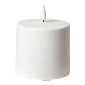 DACORE Bloklys udendørs m/3D flamme i hvid Ø8 cm- H7,5 cm - 