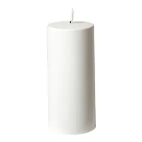 DACORE Bloklys udendørs m/3D flamme i hvid Ø8 cm- H17,5 cm - 