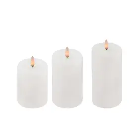 Bloklyssæt med 3D flamme incl. fjernbetjening Ø7,5 udendørs - hvid - 