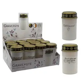 Gravlygte med print og timer - hvid -