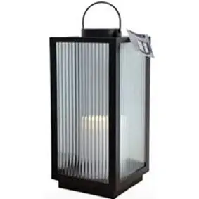 Lanterne med Riflet Glas og LED Bloklys – 48 cm - 