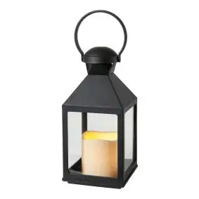 DACORE Lanterne med LED-bloklys H22 cm - sort -