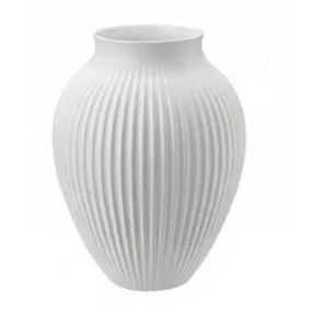 KNABSTRUP Vase 20 cm - hvid med riller - 