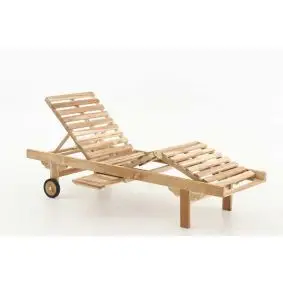 TEAK Solvogn m/hjul & stilbar ryg/ben -