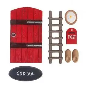 DET GAMLE APOTEK Nisse dør 6 dele - rød -