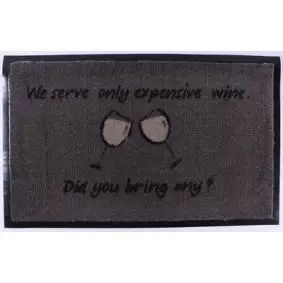 Dørmåtte 45 x 75 cm skridsikker - "We serve only expensive wine" - 