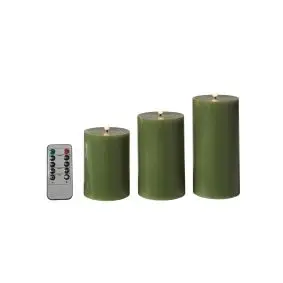 CONZEPT Bloklyssæt m/3D flamme incl. fjernbetjening oliven - 3 stk - 