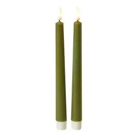 DACORE Stagelys med 3D flamme i oliven - 24 cm - 2 stk. - 