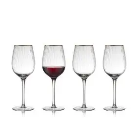 LYNGBY GLAS Palermo rødvin med guldkant  4 stk. - 40 cl - 