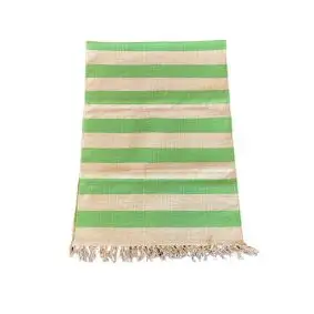 LA FINESSE kludetæppe 70 x 200 cm - striber grøn og hvid - LA FINESSE